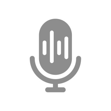 Ses dalgalı mikrofon. Müzik, podcast ve ses vektörü simgesi.