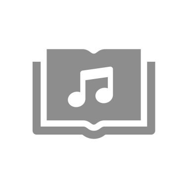 Müzik notaları vektör ikonlu Audiobook. Ses kitabı basit simgesi.