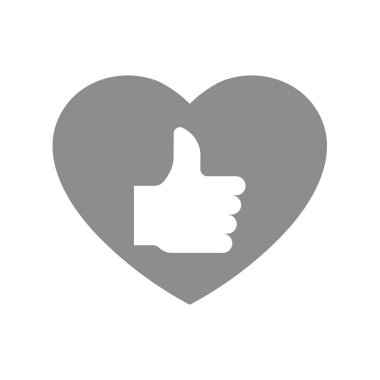 Baş parmağını kalp vektör simgesinde kaldır. Mesela aşk, sosyal medya sembolü..