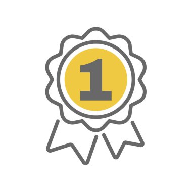 Birincilik madalyası ikonu. İlk altın madalya kalitesinde ödül taslak vektörü. Düzenlenebilir vuruş.