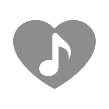 Müzik vektör simgesini seviyorum. Müzik notası ve kalp sembolü.