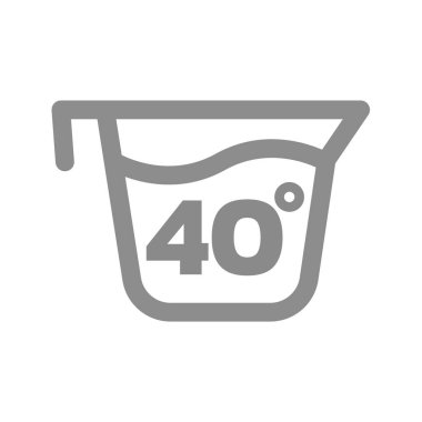 40 derece vektör ikonunda yıka. Yıkama 40 derece etiketi.
