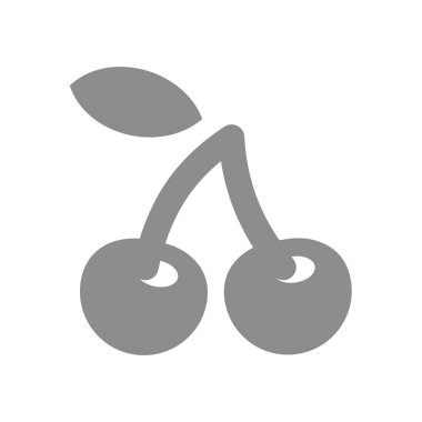 Yaprak vektör ikonlu kirazlar. Kumar makineleri, kumar ve meyve makinesi kiraz sembolü.