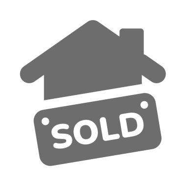 Ev vektör işareti satıldı. Emlak ve konut simgesi.