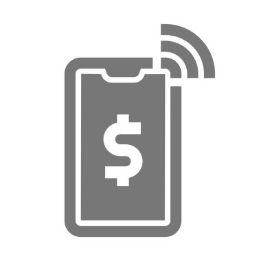 Telefon vektör ikonu ile ödeme ve ödeme. Akıllı telefon ve mobil bankacılık sembolü.