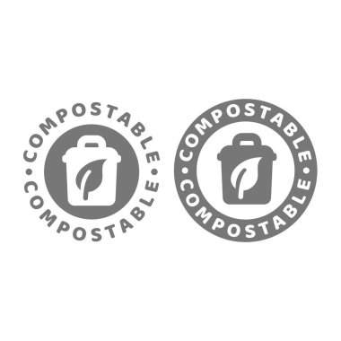 Gübrelenebilir vektör etiketi. Çöp etiketli biyolojik çözünebilir atık.