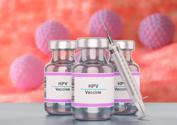Frasco Vacina Contra Vírus Papiloma Humano Hpv Com Seringa Ilustração — Fotografia de Stock
