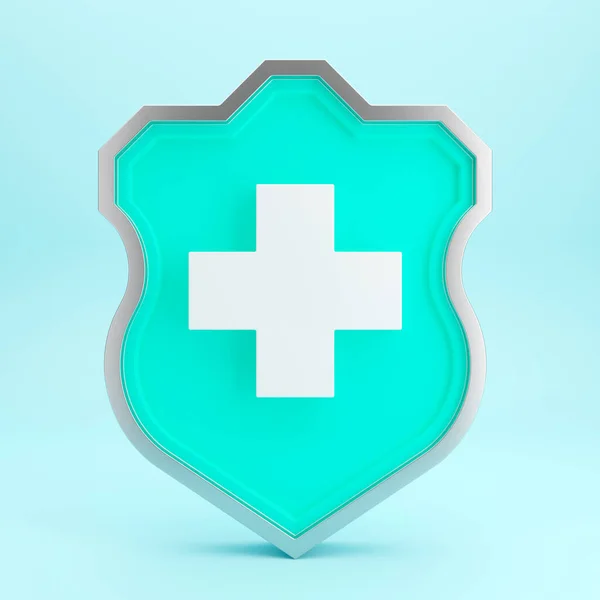 Zelený Štít Ikona Lékařské Pojetí Ochrany Zdraví Prevence Nemocí Ilustrace — Stock fotografie