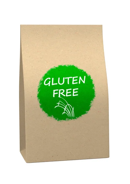 Rustic Paper Packaging Gluten Free Product Isolated White Background Illustration — Stock Photo, Image