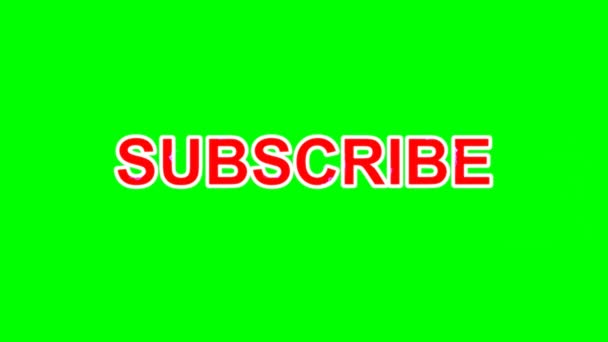 Text Animation Subscribe Video Channel Isolated Green Background Social Media — Stock Video