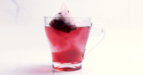 Saco Chá Infundido Água Para Chá Quente Fazer Chá Uma — Vídeo de Stock