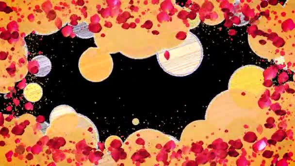 Rozenblaadjes Frame Met Verlichting Deeltjes Achtergrond Valentijnsdag Moederdag Lente Zomer — Stockvideo