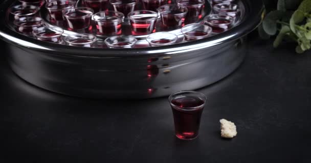 Cemaat Kavramını Ele Alalım Şarap Ekmek Sembolleri Mesih Kanı Bedeni — Stok video