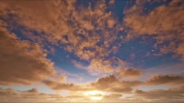 Mavi Gökyüzündeki Altın Bulutların Zamanı Günbatımındaki Güneş Veya Gündoğumunun Zamanı — Stok video