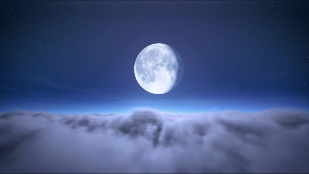 Время Полнолуния Звездном Небе Над Движущимися Облаками Луна Облачном Небе — стоковое видео