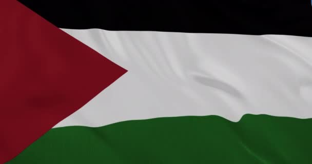Filistin Bayrağı Yakın Dalgalanıyor Filistin Savaş Kusursuz Kıvrımlı Filistin Bayrağı — Stok video