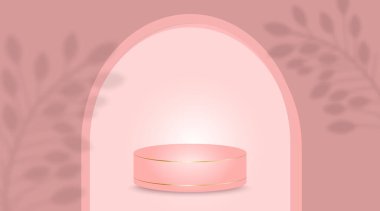 Pembe podyum arka planda bir dal gölgesi ile