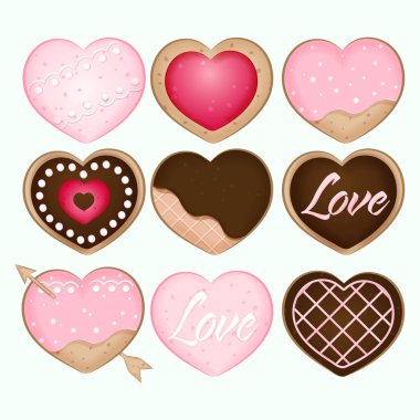 Set of Cookies Heart, Valentine's day concept