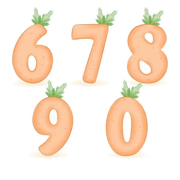 Carrot Number Illustration Design — Stok Vektör