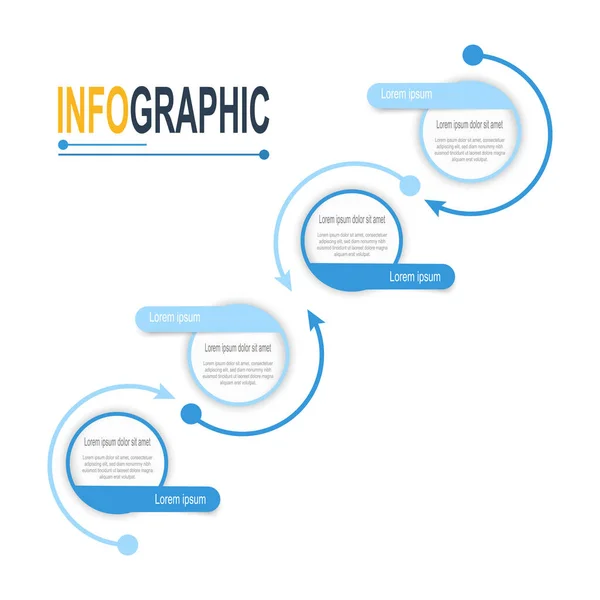 インフォグラフィックサークルテンプレート4ステップビジネスデータイラスト プレゼンテーションタイムラインインフォグラフィックテンプレート — ストックベクタ