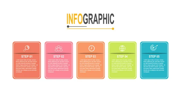Infographic Chart Rectangle Template Steps Business Data Illustration — Stock vektor