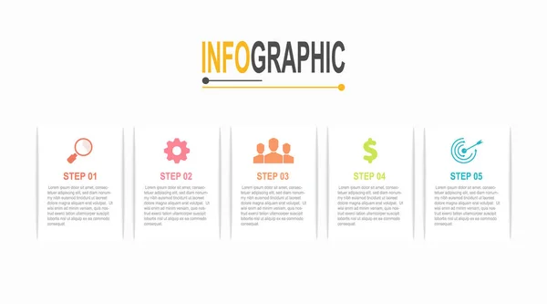 Infographic Chart Rectangle White Template Steps Business Data Illustration — Stok Vektör