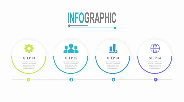 Infografinen Malli Askelta Pyöreä Kaavio Liiketoiminnan Tiedot Yksinkertainen Kuva — vektorikuva