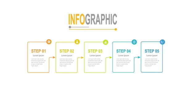 Passos Rectangle Infográfico Modelo Simples Ilustração Dados Negócios — Vetor de Stock