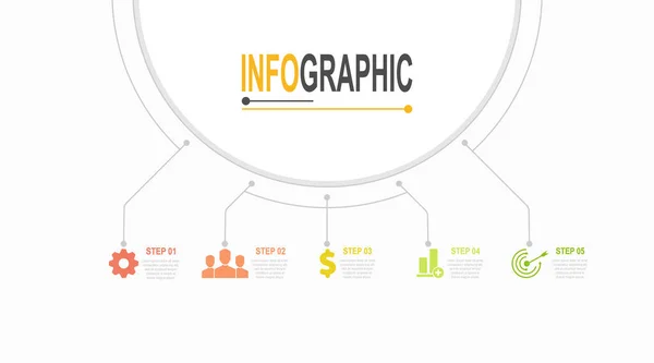 Passos Modelo Infográfico Ilustração Dados Negócios — Vetor de Stock