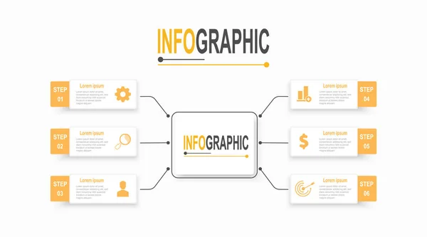 Steg Rektangel Infografisk Mall Affärsdata Infochart Illustration — Stock vektor