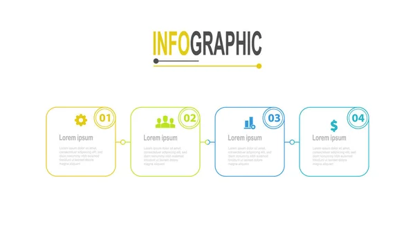Infographic Βήματα Πλατεία Πρότυπο Πλαίσιο Εικόνα Επιχειρηματικών Δεδομένων — Διανυσματικό Αρχείο