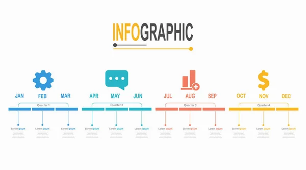 Infographic Кроків Timeline Рік Шаблон Бізнес Ілюстрації Даних — стоковий вектор