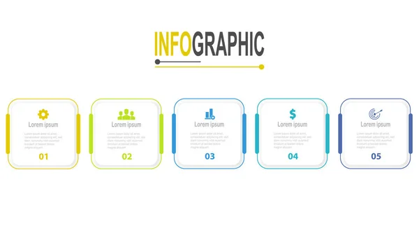 Askelta Square Frame Infografinen Malli Liiketoiminnan Tietojen Havainnollistaminen — vektorikuva