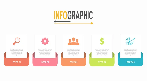 インフォグラフィックテンプレートのビジネスデータ図を再作成する5つのステップ — ストックベクタ