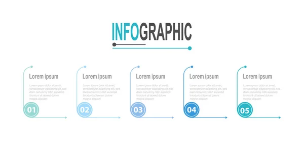 5步方框Infographic模板业务数据说明 图库矢量图片