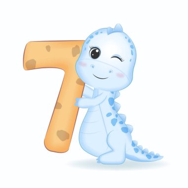 Sevimli Mavi Dinozor ile 7 numara, çizgi film çizimi