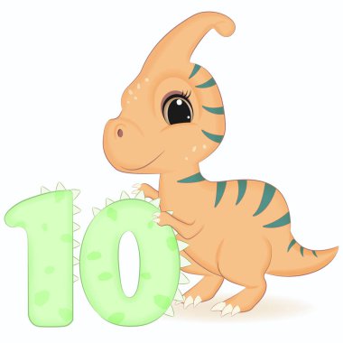 10 numaralı şirin dinozor, ilkel hayvan çizgi filmi çizimi.