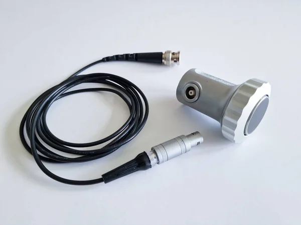 Ultrazvukový Snímač Pro Akustické Testování Analýzu Používaný Při Nedestruktivních Měřeních — Stock fotografie