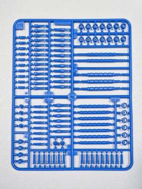 Çocuk mekanik yapıcı için mavi enjeksiyonlu montaj parçaları ayarlandı