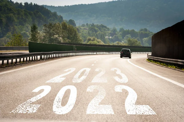 2023 Річчя Перехід 2022 Року Новий Рік Асфальтована Дорога Концепція — стокове фото