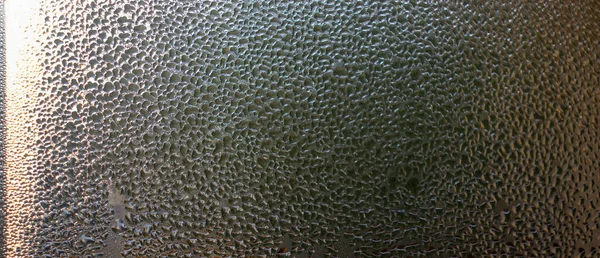 Ventana Con Condensado Vapor Después Una Fuerte Textura Lluvia Ventanas — Foto de Stock
