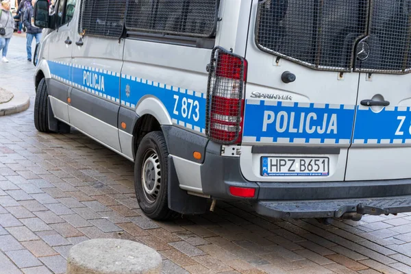 Varsovia Polonia Octubre 2022 Primer Plano Letrero Policja Policía Automóvil —  Fotos de Stock