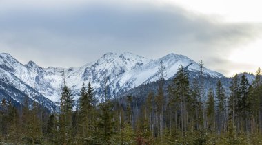 Tatra Mountains winter time. Tatras National Park Poland. Snow-covered winter mountain. Winter landscape in the Tatra Mountains.
