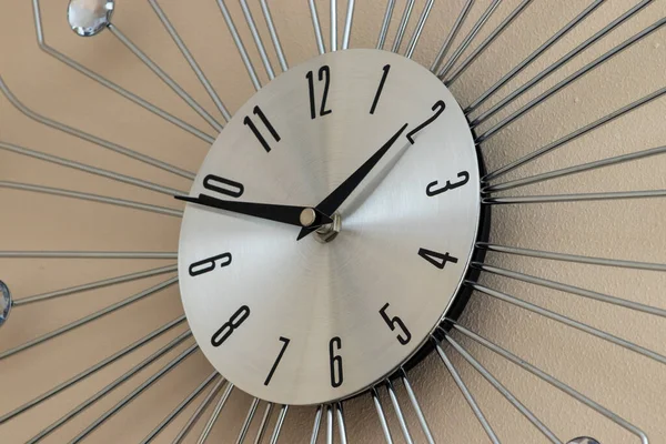 close up of clock face. Close-up wide angle view of the clock. Passing time concept