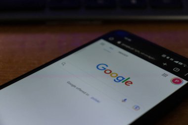 Warsaw Poland - February 24, 2023: Google search engine logo on mobile phone screen