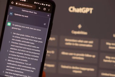 Warsaw Poland - February 24, 2023: screen of ChatGPT, AI or artificial intelligence chatbot developed by OpenAI.