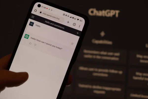 Warsaw Poland - February 24, 2023: screen of ChatGPT, AI or artificial intelligence chatbot developed by OpenAI.