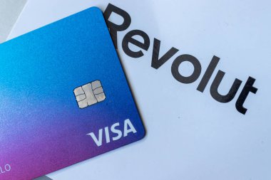 Warsaw Poland - January 25; 2023: Revolut brand name logo. Banking logotype. Banking app logo