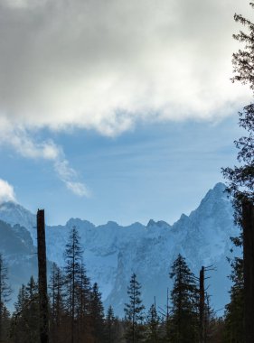 Polonya 'daki Tatra dağlarının büyüleyici kış manzarası.