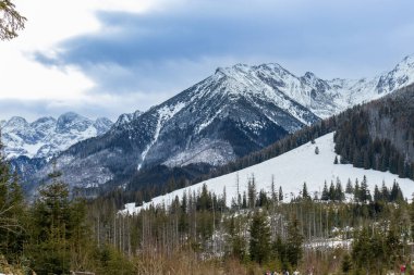 Güzel Tatra Dağları Polonya 'da nefes kesici kış manzarası.